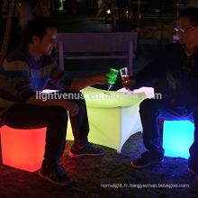 léger éclat led cube siège utilisé événement extérieur meubles colorés RVB conduit chaise de barre lumineuse cube